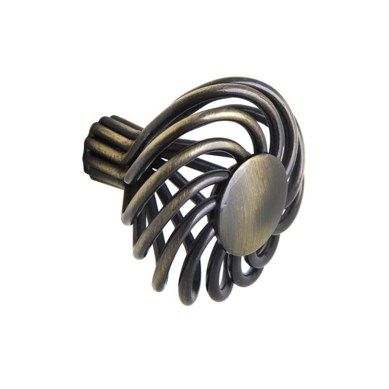 Utopia Alley Aire Round Swirl Cabinet Ring Pull Knob - Vintage Cabinet Hardware with Hand Finished Antique Brass, 1.8"