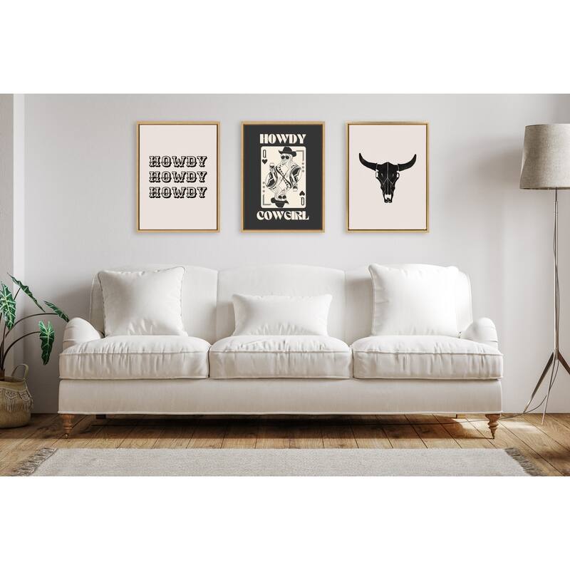 Kate and Laurel Sylvie Howdy Western Framed Canvas by Honey Island Studio