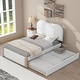 preview thumbnail 17 of 30, Full Upholstered Platform Bed with Practical Trundle for Additional Sleeping Space White - Twin