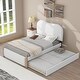 preview thumbnail 11 of 30, Twin Size Upholstered Platform Bed with Wood Supporting Feet and Twin Size Trundle For Bedroom White