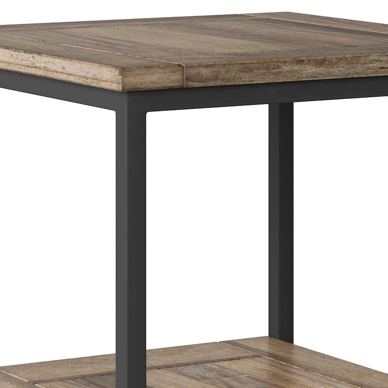 WYNDENHALL Rhonda SOLID MANGO WOOD & Metal 22" Wide Square Industrial End Side Table - 22 W x 22 D x 22 H