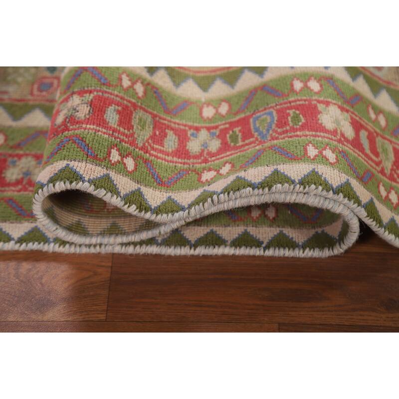Geometric Tabriz Persian Antique Runner Rug Hand-knotted Wool Carpet - 3'8" x 9'5"