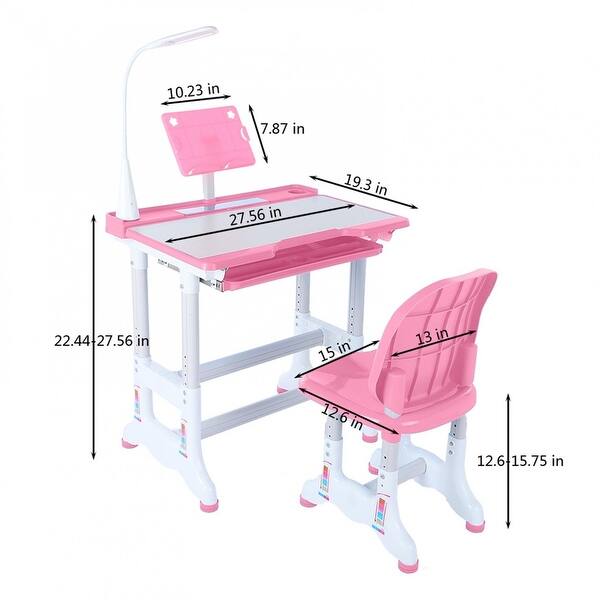 Height Adjustable Study Desk And Chair Set Pull Out Drawer With Tilted ...
