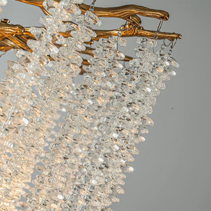 Modern Glam Crystal Chandelier Antique Brass/Polished Nickel Branch Style Pendant Ceiling Light for Dining Room Bedroom