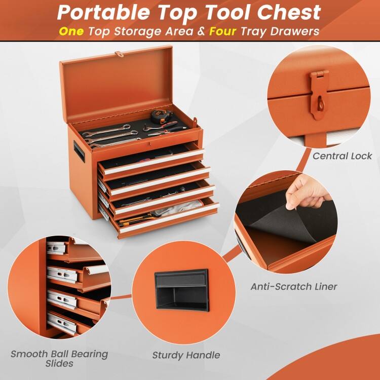 2-in-1 Tool Chest and Cabinet with 5 Sliding Drawers - 23" x 11" x 40.5"(L x W x H)