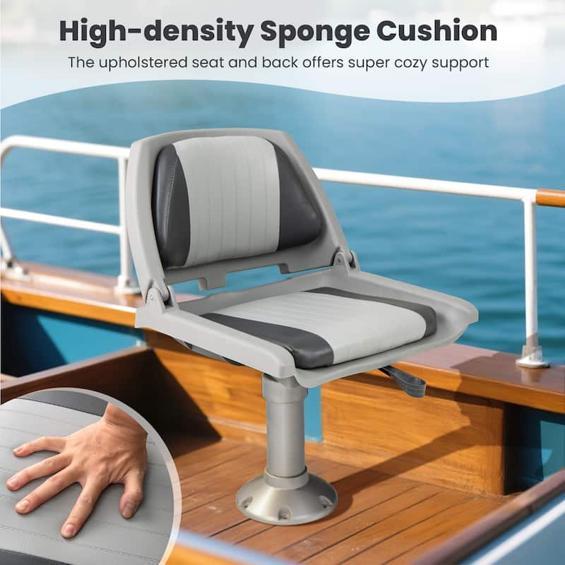 Gymax Folding Fishing Boat Seat w/High-density Sponge Cushion PVC