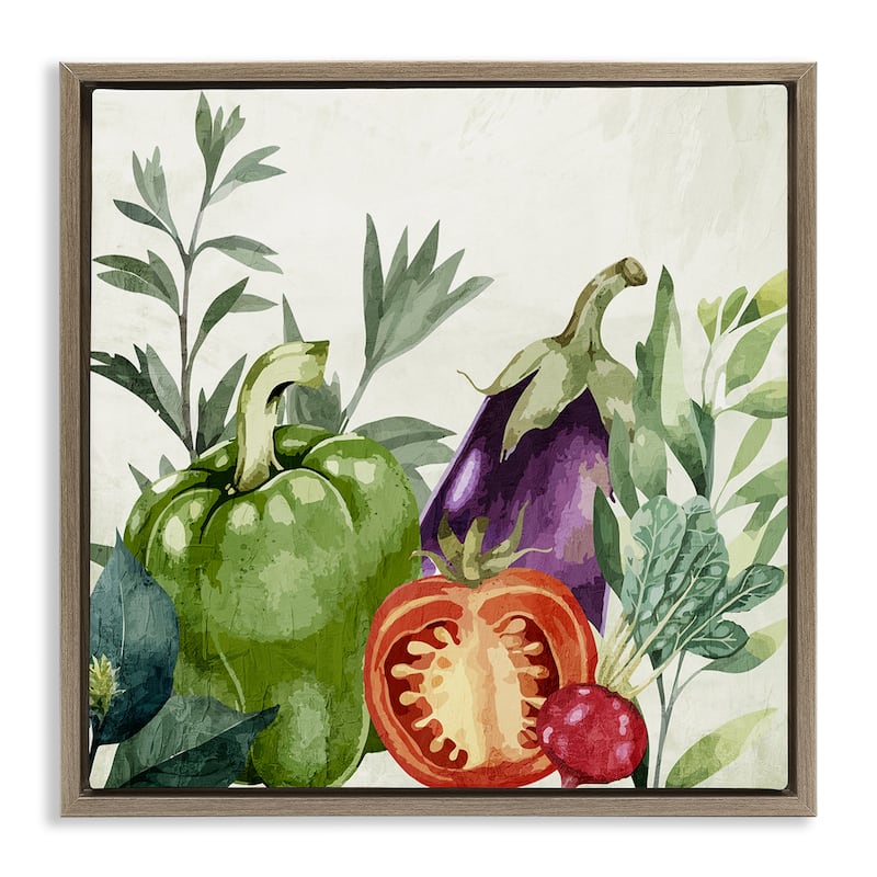 Stupell Organic Garden Vegetables Framed Floater Canvas Wall Art Design By Kim Allen - 25 x 25 - Brown