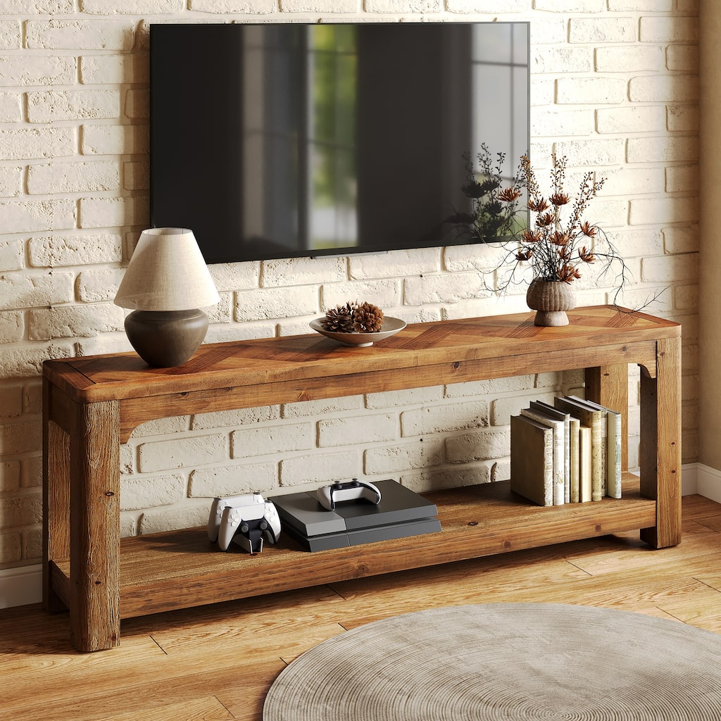 Solid Wood 63" TV Stands, Low Media Console Entertainment Center