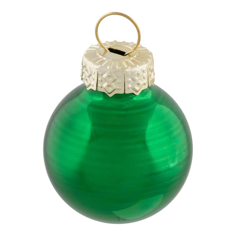 2-Finish Mini Christmas Glass Ball Ornaments - 1" (25mm) - Green - 24ct