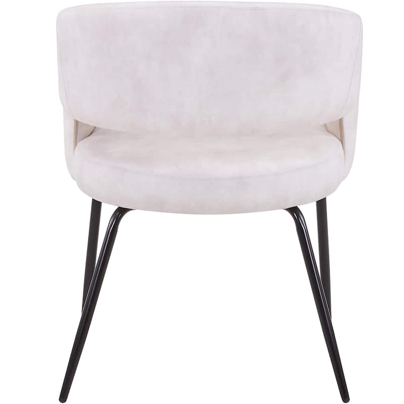 Open Back Dining Chair Upholstered in Leather or Velvet with Iron Legs