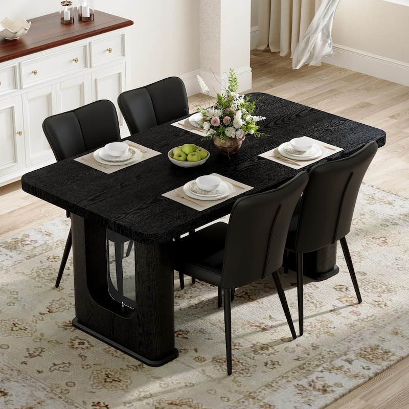 Dining Table Set for 4, Modern Dining Table and 4 Chairs Set, 5 Piece Kitchen Table and Chairs Set