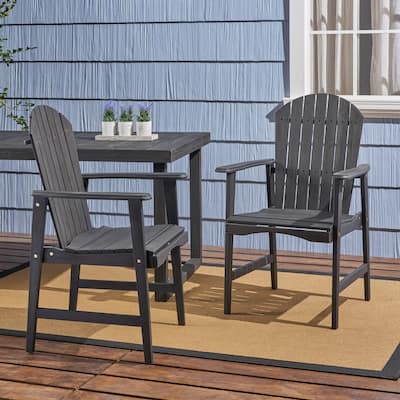 Patios Weather Resistant Acacia Wood Slatted Back Dining Chairs 2pcs