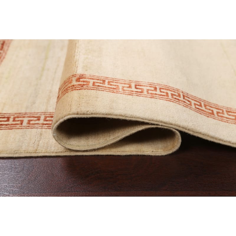 Geometric Bordered Wool Gabbeh Kashkoli Oriental Area Rug Hand-knotted - 3'2" x 5'4"
