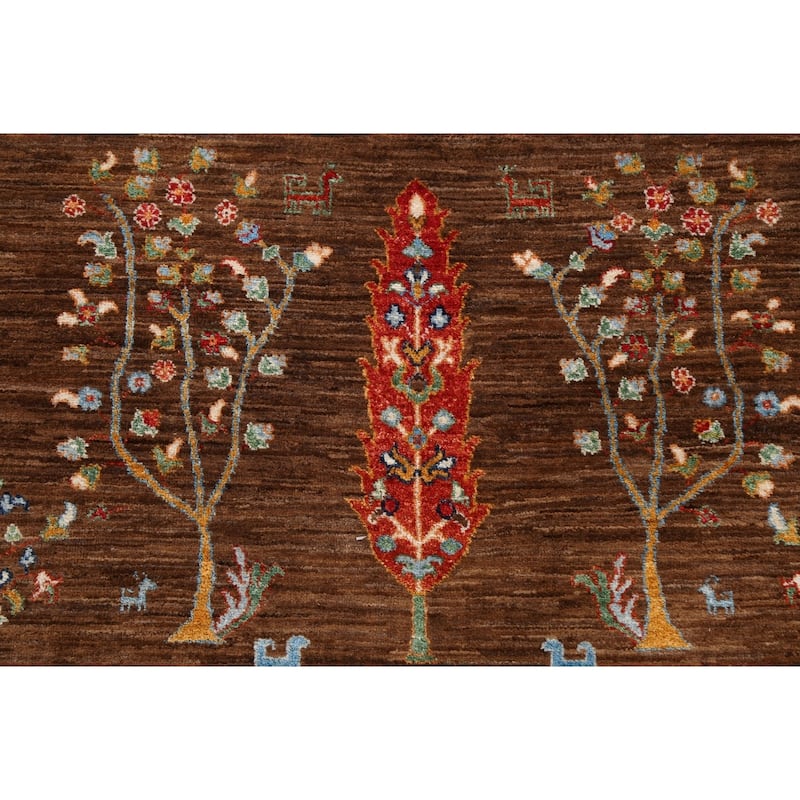 Floral Vegetable Dye Kazak Oriental Area Rug Hand-knotted Wool Carpet - 4'11" x 6'5"