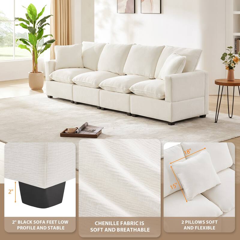 Modern Modular Chenille Sectional Sofa,2 Pillows, Freely Combinable
