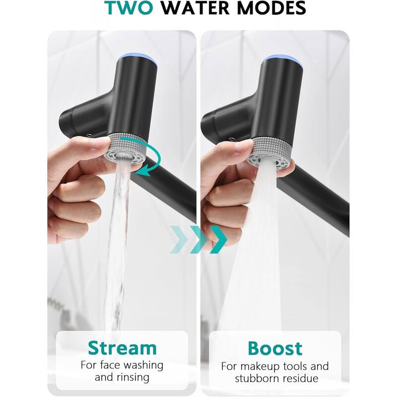 Lefton Rotatable Single Hole Bathroom Sink Faucet with Built-in Filter, Temperature Display in Fahrenheit, 2 Water Modes