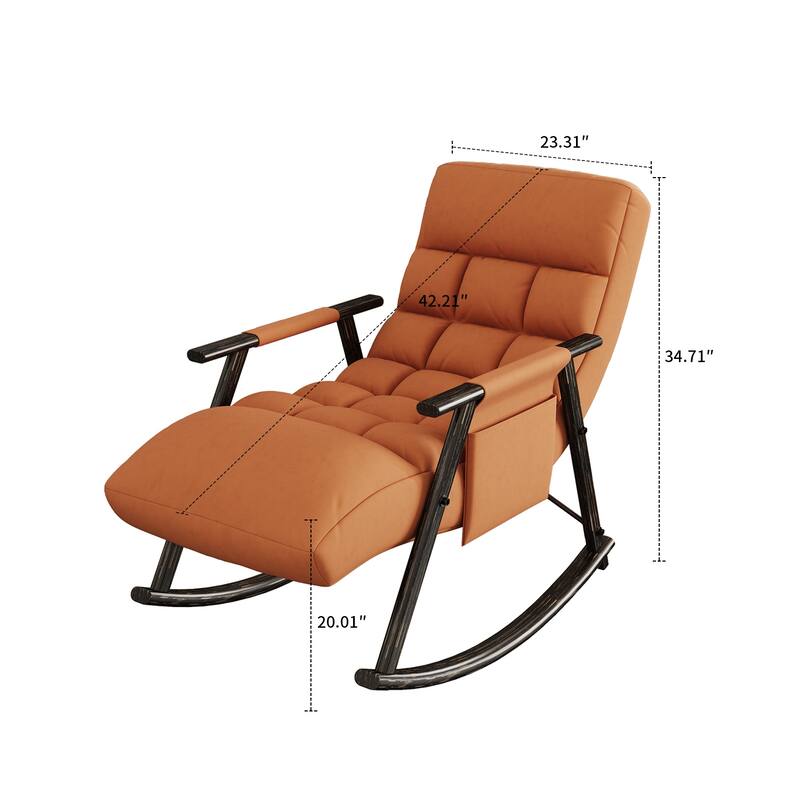 Modern Classic Fabric Upholstered Rocking Chair with Storage Pocket