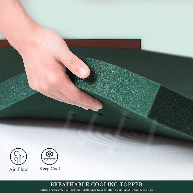 Gel-Infused Cooling Mattress Topper Memory Foam Mattress Pad