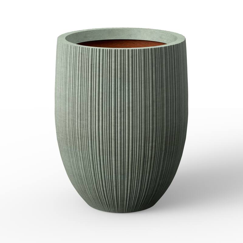 Concrete Round Planter Flower Pot with Drainage Holes - 17 x 21.5 in - Sage Gray