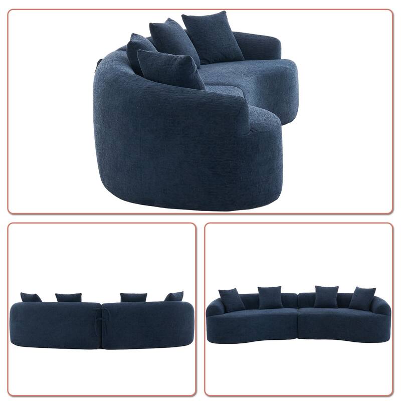 Modern Minimalist 3-Seater Frame-Free Compressed Chenille Upholstered Sectional Sofa