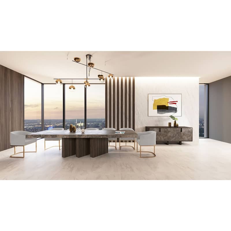 Modrest Yukon Modern Light Grey Fabric & Antique Brass Dining Chair