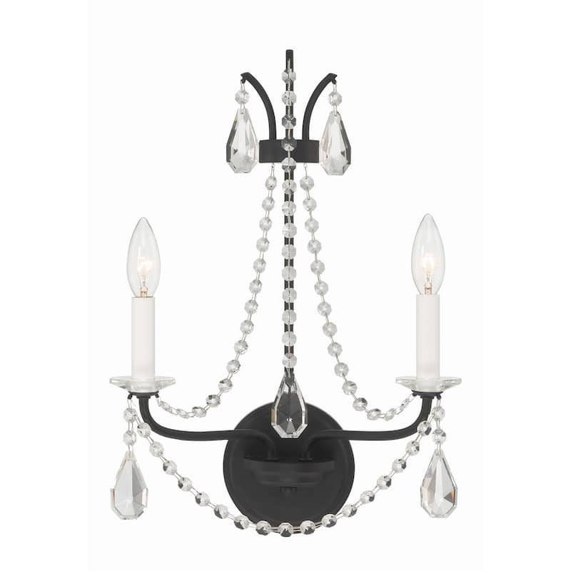 Crystorama Lighting Group KAR-90902-CL-MWP Karrington 2 Light 19" Tall - Matte Black