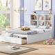 preview thumbnail 2 of 20, Wooden Full Size Bed Platform Bed with Storage Bookcase Headboard, 2 Storage Drawers & Charging Station for Kids Boys Girls