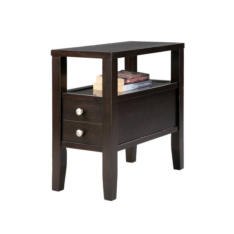 24" Tall Wooden Side Table / End Table, 2 drawers, Traditional Design, Espresso