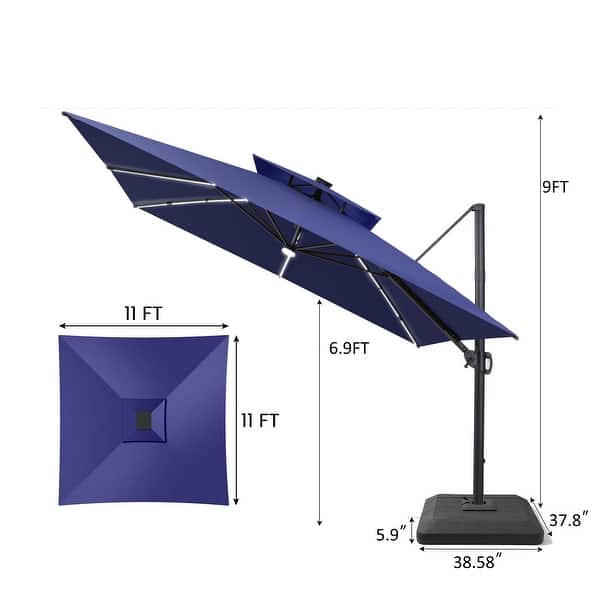best rectangular patio umbrella for wind PURPLE LEAF 15x9ft Double-Sided Rectangular Outdoor Market Patio Umbrella with Base, Light Grey