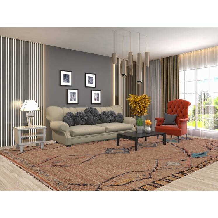 Plush Moroccan Oriental Area Rug Hand-Knotted Wool Carpet - 8'11" x 13'0"