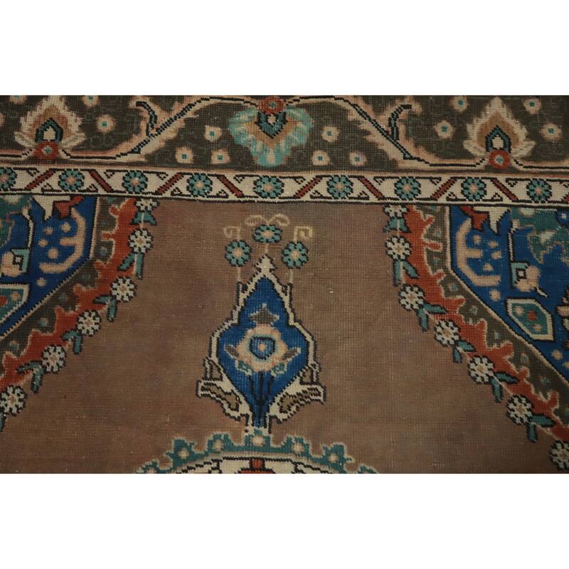 Hand Knotted Oriental 100% Wool Carpet Traditional Medallion Brown Tabriz Area Rug - 5' 11'' X 4' 10''