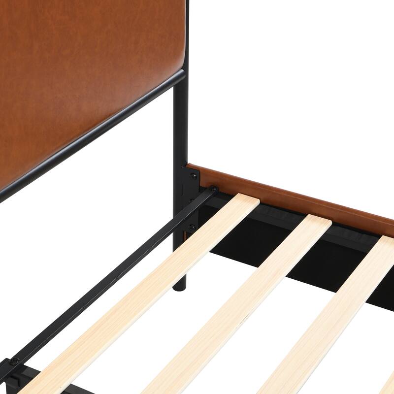 Christopher Knight Home - Alice Modern PU Upholstered King Canopy Bed Frame with Iron Legs