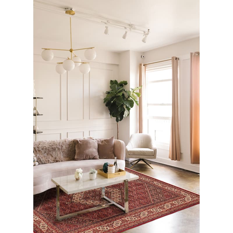 ECARPETGALLERY Hand-knotted Bijar Red Wool Rug - 6'9 x 9'10