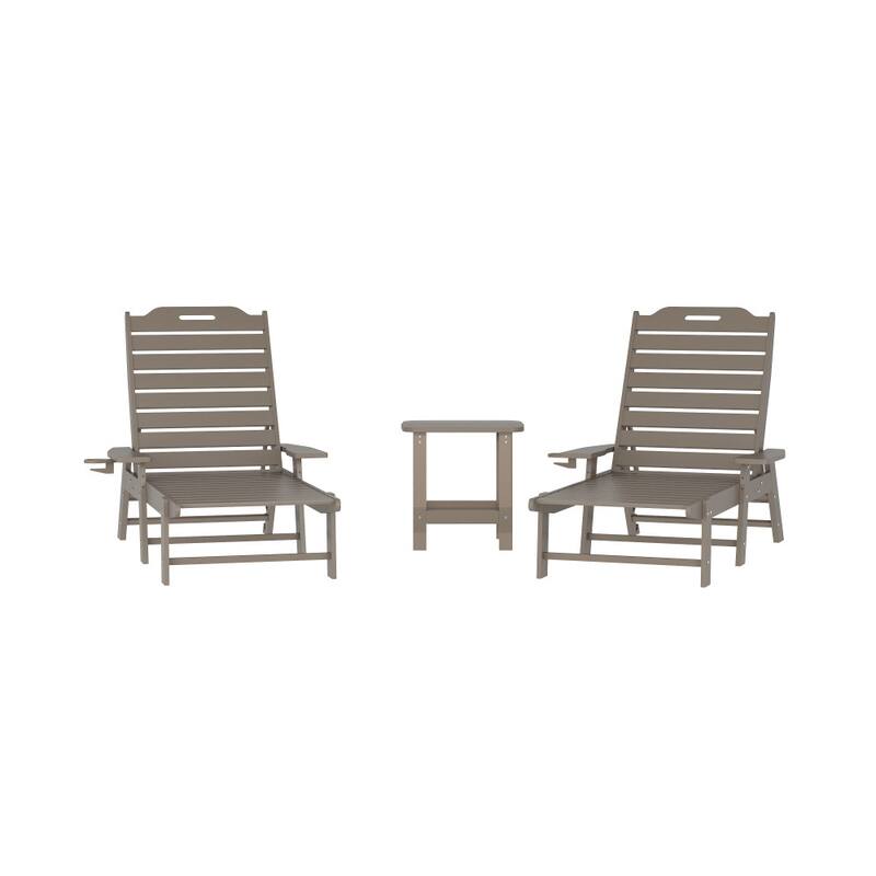 3pc Commercial Indoor/Outdoor Adirondack Set with 2 Loungers, Side Table