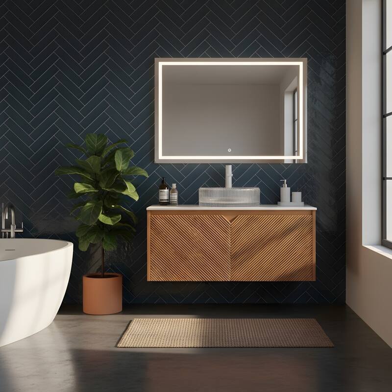 Wall-mounted Bathroom Vanity with Round Glass Basin