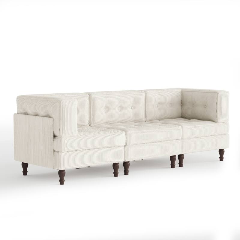 98"W Modular Upholstered Corduroy Sectional Sofa for Living Room