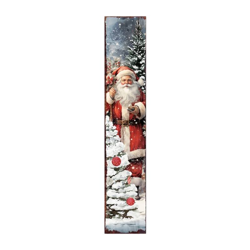 HomeRoots 48" Red And White Solid Wood Christmas Santa Porch Sign
