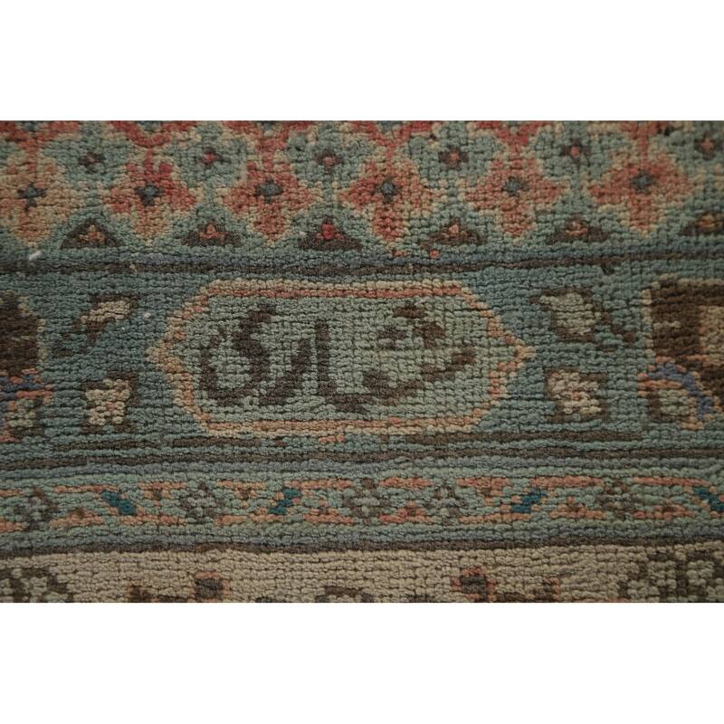 Hand Knotted Oriental 100% Wool Carpet Traditional All-Over Coral Tabriz Area Rug - 12' 4'' X 9' 1''