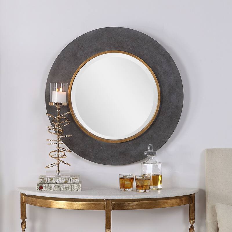 Uttermost Saul 30" Round Urban Industrial Concrete Inspired Wall