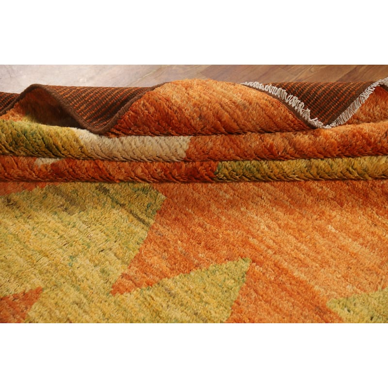 Orange Moroccan Oriental Area Rug Handmade Modern Bedroom Wool Carpet - 6'9" x 9'10"