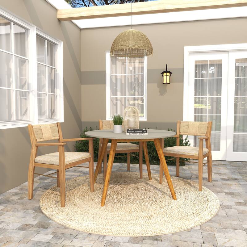 Gray Concrete Inspired Oval End Table Outdoor Accent Table with Brown Tapered Wood Legs