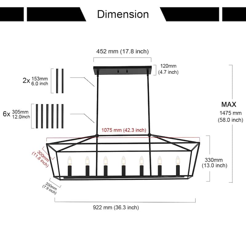 Modern Style Linear Island Pendant Light