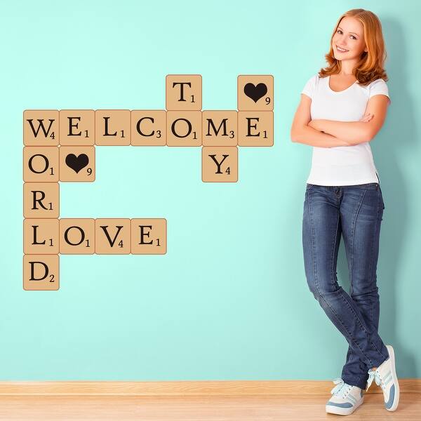 slide 2 of 6, Walplus Scrabble Designed Puzzle Wall Sticker DIY Nursery Decor Decal