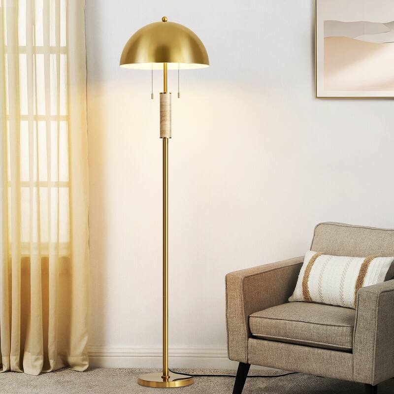 Dome Metal with Marble Base LED Table Lamp Classic Glam Bedside Lamp - 64-Inch - Gold