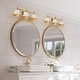preview thumbnail 4 of 10, Nisa Modern 3-Light Bathroom Vanity Light White Gold Metal Wall Sconce - L 22.5"* W 7.9"* H 9"