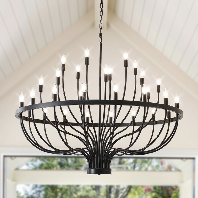 Black round candle chandelier top