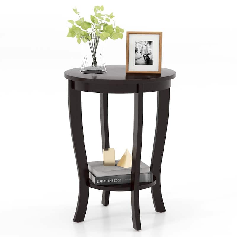 Costway 2-Tier End Table 18'' Round Compact Sofa Side Nightstand with - See Details