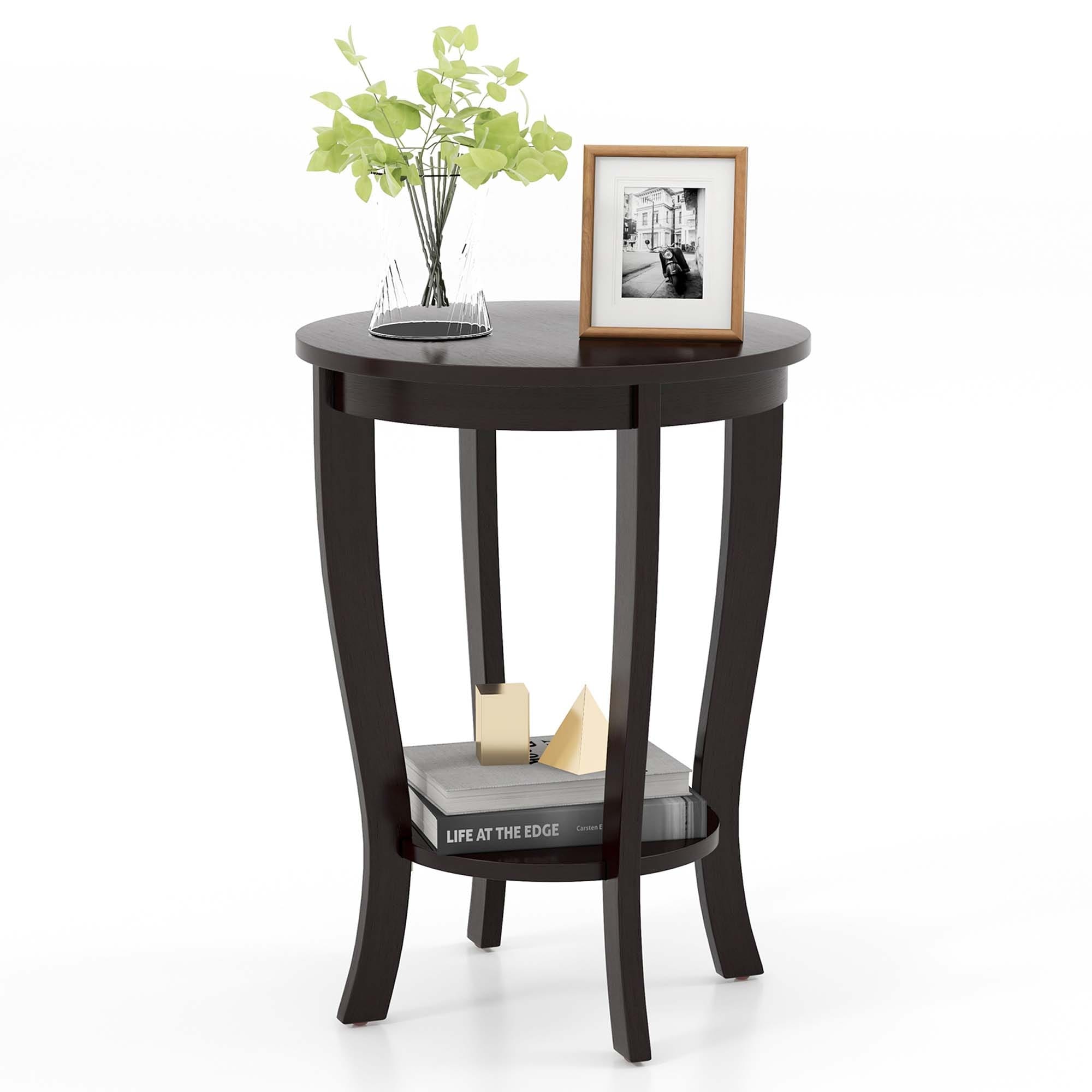 Costway 2-Tier End Table 18'' Round Compact Sofa Side Nightstand with - See Details