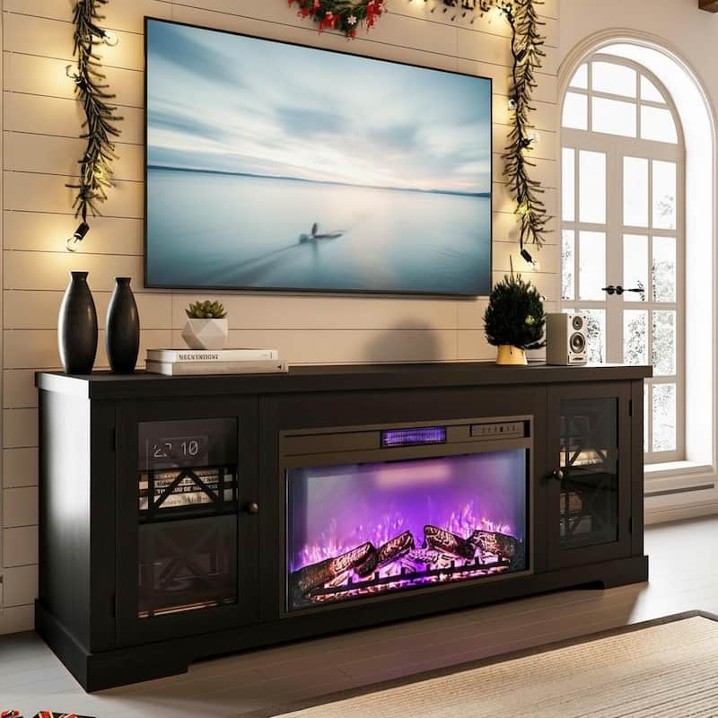 70" Fireplace TV Stand with 36" Remote, Up to 80"