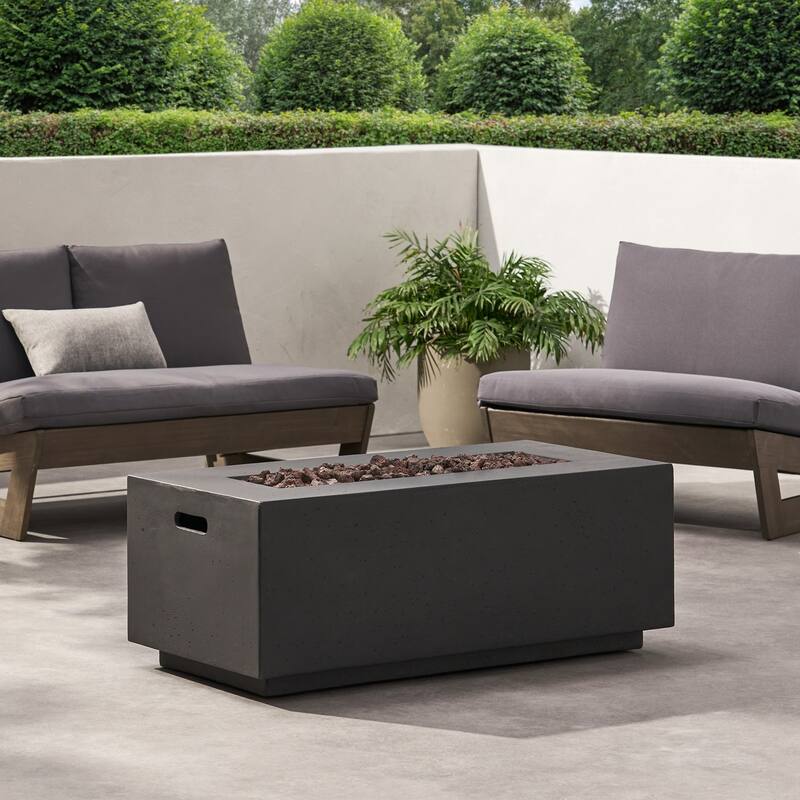 19 in. W x 40.25 in. L x 15 in. H Concrete Rectangle Propane Gas Burning Outdoor Fire Pit